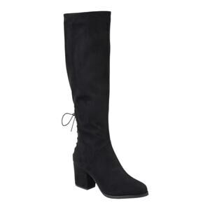 Journee Collection Women's Leeda Wide Calf Lace Up Knee High Boots Black Size 8